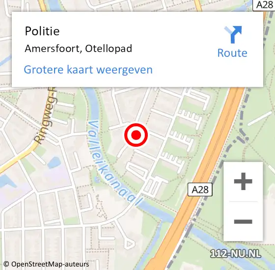 Locatie op kaart van de 112 melding: Politie Amersfoort, Otellopad op 9 juli 2024 08:48