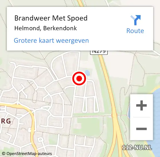 Locatie op kaart van de 112 melding: Brandweer Met Spoed Naar Helmond, Berkendonk op 9 juli 2024 08:50