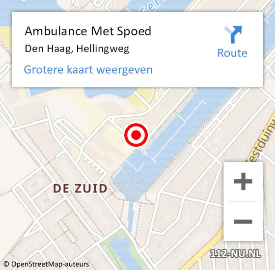 Locatie op kaart van de 112 melding: Ambulance Met Spoed Naar Den Haag, Hellingweg op 9 juli 2024 09:01