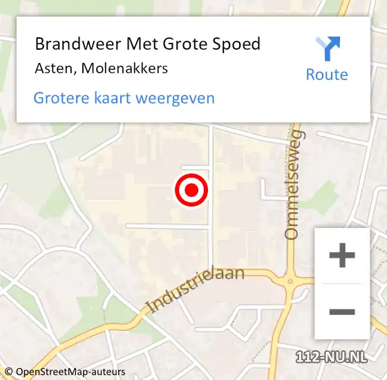 Locatie op kaart van de 112 melding: Brandweer Met Grote Spoed Naar Asten, Molenakkers op 9 juli 2024 09:03