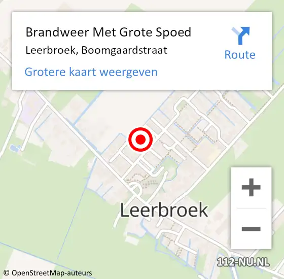 Locatie op kaart van de 112 melding: Brandweer Met Grote Spoed Naar Leerbroek, Boomgaardstraat op 9 juli 2024 09:11