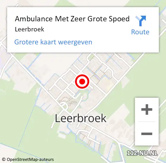 Locatie op kaart van de 112 melding: Ambulance Met Zeer Grote Spoed Naar Leerbroek op 9 juli 2024 09:11