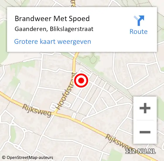 Locatie op kaart van de 112 melding: Brandweer Met Spoed Naar Gaanderen, Blikslagerstraat op 9 juli 2024 09:17