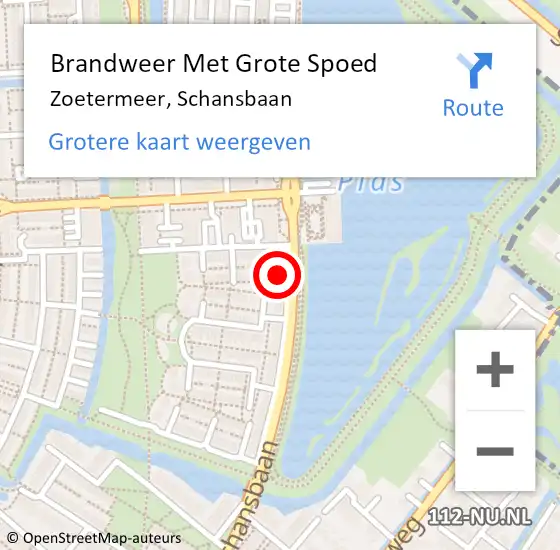 Locatie op kaart van de 112 melding: Brandweer Met Grote Spoed Naar Zoetermeer, Schansbaan op 9 juli 2024 09:22