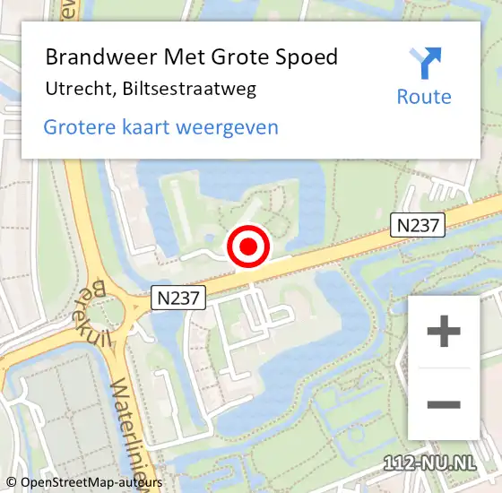 Locatie op kaart van de 112 melding: Brandweer Met Grote Spoed Naar Utrecht, Biltsestraatweg op 9 juli 2024 09:24