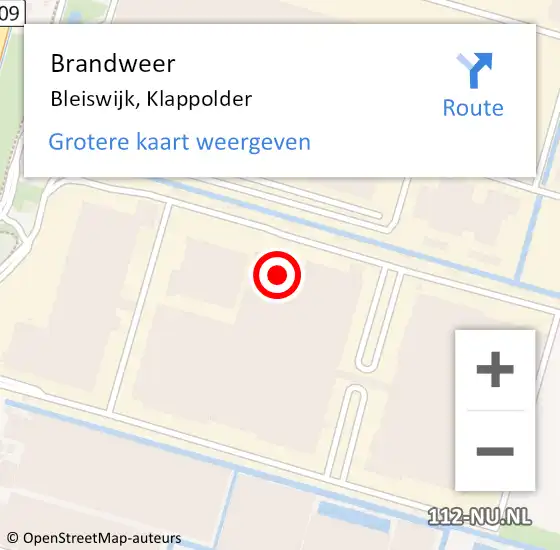 Locatie op kaart van de 112 melding: Brandweer Bleiswijk, Klappolder op 9 juli 2024 09:29