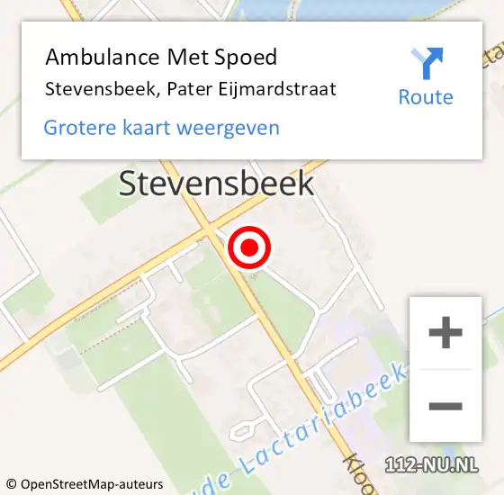 Locatie op kaart van de 112 melding: Ambulance Met Spoed Naar Stevensbeek, Pater Eijmardstraat op 12 oktober 2014 12:56