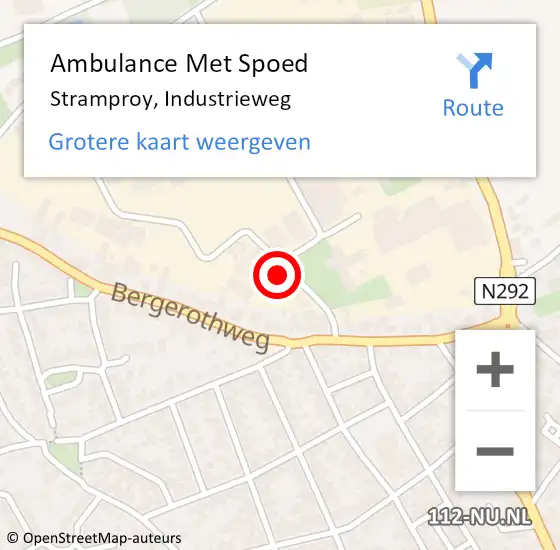 Locatie op kaart van de 112 melding: Ambulance Met Spoed Naar Stramproy, Industrieweg op 9 juli 2024 09:39