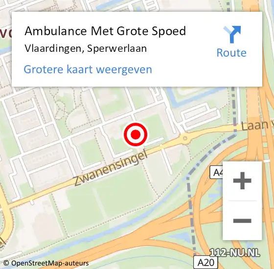 Locatie op kaart van de 112 melding: Ambulance Met Grote Spoed Naar Vlaardingen, Sperwerlaan op 9 juli 2024 09:46