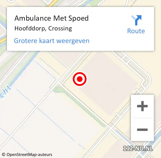 Locatie op kaart van de 112 melding: Ambulance Met Spoed Naar Hoofddorp, Crossing op 9 juli 2024 09:57