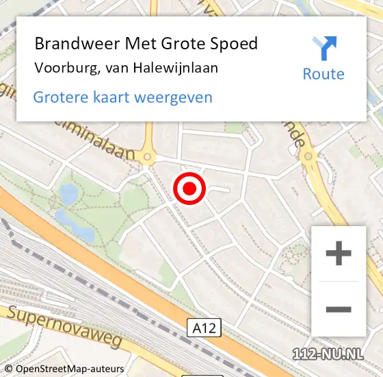 Locatie op kaart van de 112 melding: Brandweer Met Grote Spoed Naar Voorburg, van Halewijnlaan op 9 juli 2024 09:59