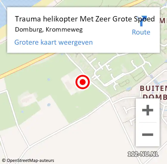 Locatie op kaart van de 112 melding: Trauma helikopter Met Zeer Grote Spoed Naar Domburg, Krommeweg op 9 juli 2024 10:05