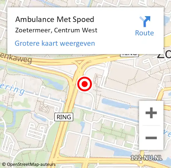 Locatie op kaart van de 112 melding: Ambulance Met Spoed Naar Zoetermeer, Centrum West op 9 juli 2024 10:30