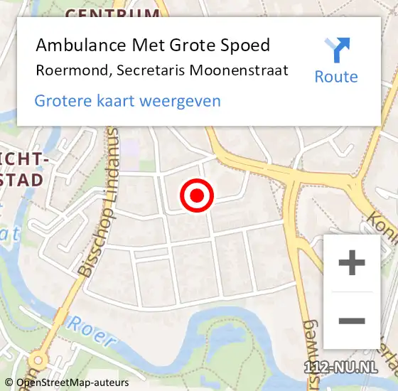 Locatie op kaart van de 112 melding: Ambulance Met Grote Spoed Naar Roermond, Secretaris Moonenstraat op 12 oktober 2014 13:07