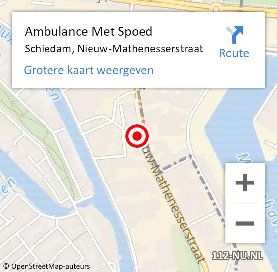 Locatie op kaart van de 112 melding: Ambulance Met Spoed Naar Schiedam, Nieuw-Mathenesserstraat op 9 juli 2024 10:42