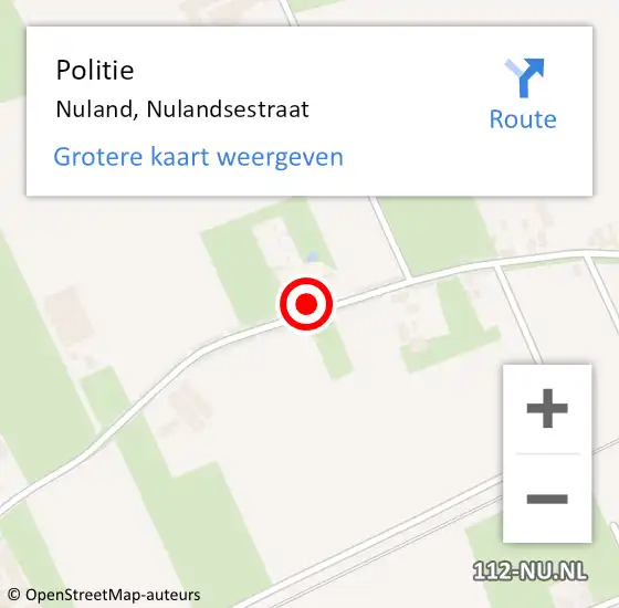 Locatie op kaart van de 112 melding: Politie Nuland, Nulandsestraat op 9 juli 2024 10:44