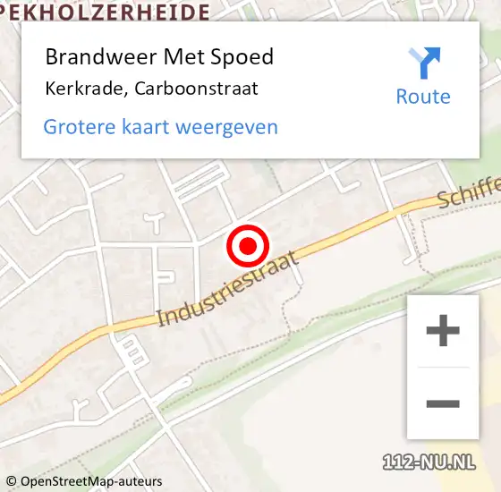 Locatie op kaart van de 112 melding: Brandweer Met Spoed Naar Kerkrade, Carboonstraat op 9 juli 2024 10:45