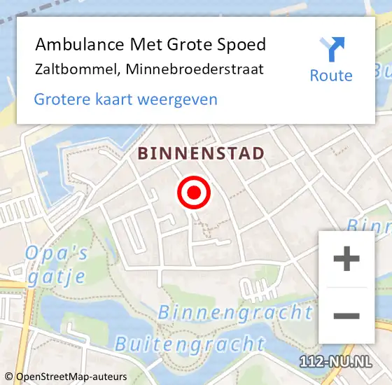 Locatie op kaart van de 112 melding: Ambulance Met Grote Spoed Naar Zaltbommel, Minnebroederstraat op 12 oktober 2014 13:09