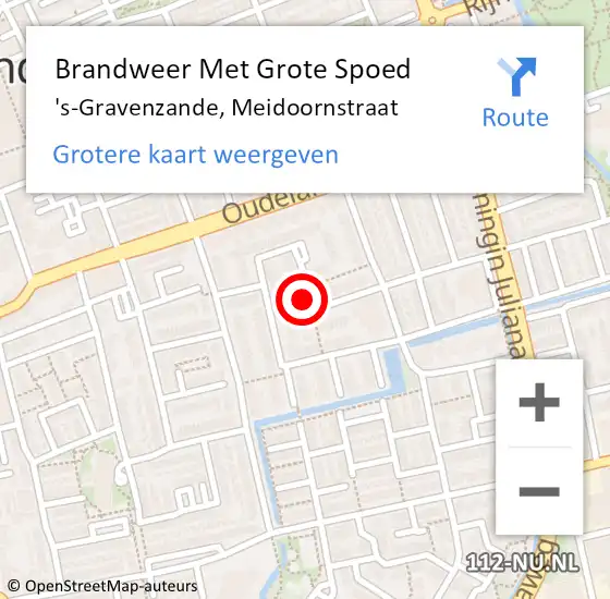 Locatie op kaart van de 112 melding: Brandweer Met Grote Spoed Naar 's-Gravenzande, Meidoornstraat op 9 juli 2024 10:47