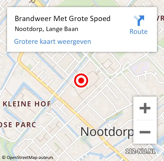 Locatie op kaart van de 112 melding: Brandweer Met Grote Spoed Naar Nootdorp, Lange Baan op 9 juli 2024 10:54