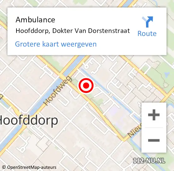 Locatie op kaart van de 112 melding: Ambulance Hoofddorp, Dokter Van Dorstenstraat op 9 juli 2024 11:21