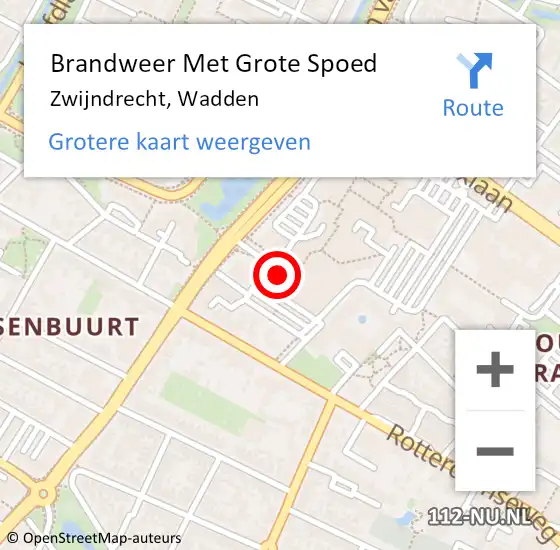 Locatie op kaart van de 112 melding: Brandweer Met Grote Spoed Naar Zwijndrecht, Wadden op 9 juli 2024 11:29