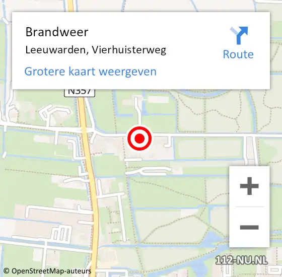 Locatie op kaart van de 112 melding: Brandweer Leeuwarden, Vierhuisterweg op 9 juli 2024 11:30