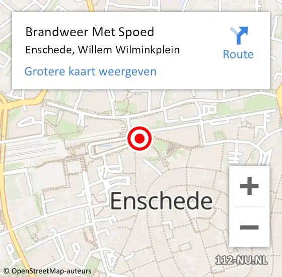 Locatie op kaart van de 112 melding: Brandweer Met Spoed Naar Enschede, Willem Wilminkplein op 9 juli 2024 11:35