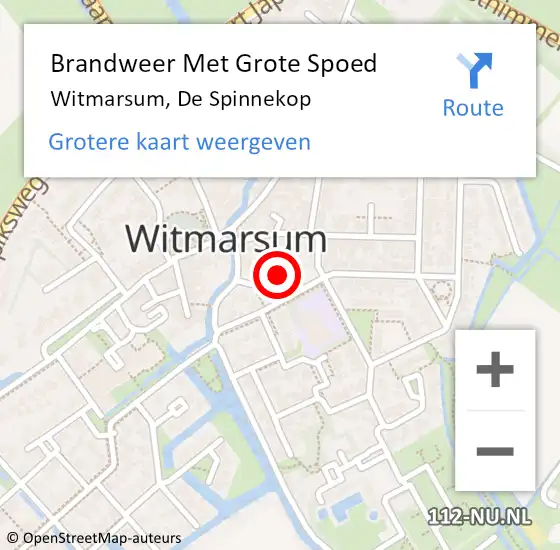 Locatie op kaart van de 112 melding: Brandweer Met Grote Spoed Naar Witmarsum, De Spinnekop op 9 juli 2024 11:47