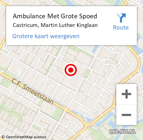 Locatie op kaart van de 112 melding: Ambulance Met Grote Spoed Naar Castricum, Martin Luther Kinglaan op 9 juli 2024 12:04