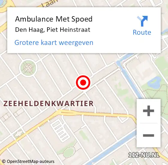 Locatie op kaart van de 112 melding: Ambulance Met Spoed Naar Den Haag, Piet Heinstraat op 9 juli 2024 12:28