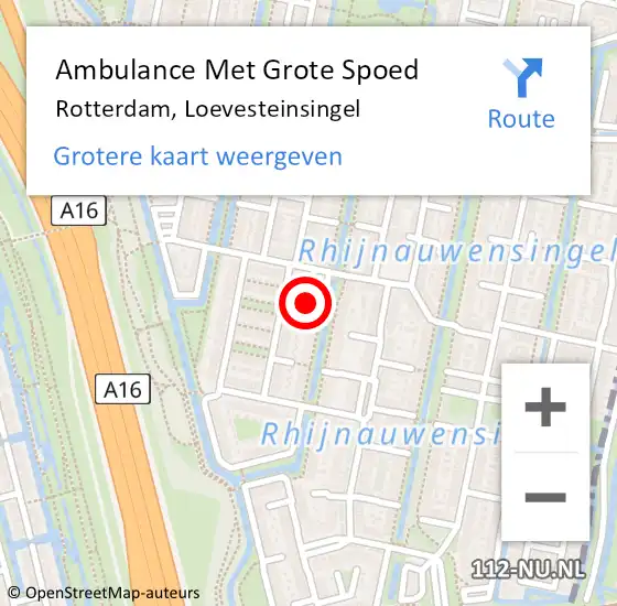 Locatie op kaart van de 112 melding: Ambulance Met Grote Spoed Naar Rotterdam, Loevesteinsingel op 9 juli 2024 12:35