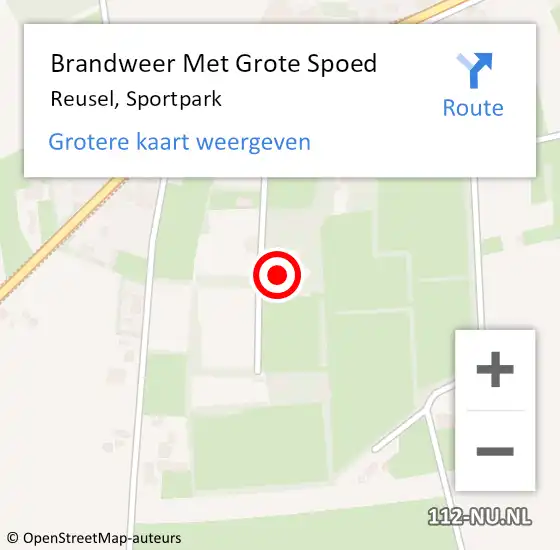 Locatie op kaart van de 112 melding: Brandweer Met Grote Spoed Naar Reusel, Sportpark op 9 juli 2024 12:41