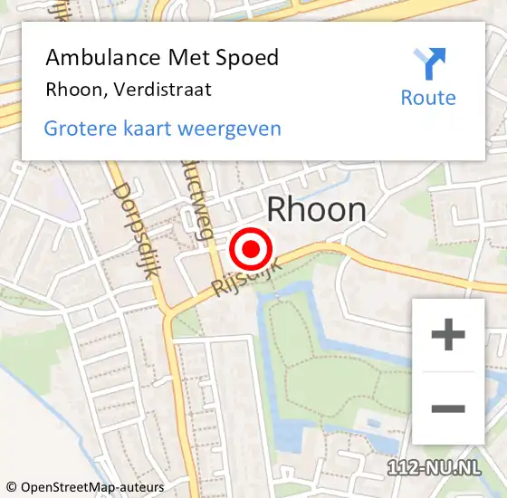 Locatie op kaart van de 112 melding: Ambulance Met Spoed Naar Rhoon, Verdistraat op 9 juli 2024 12:46