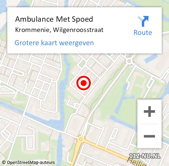 Locatie op kaart van de 112 melding: Ambulance Met Spoed Naar Krommenie, Wilgenroosstraat op 9 juli 2024 12:46