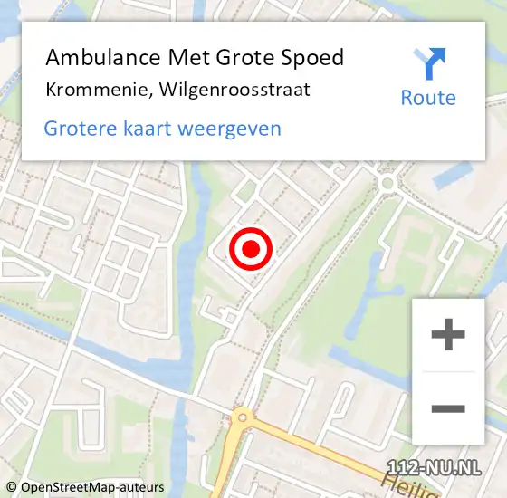 Locatie op kaart van de 112 melding: Ambulance Met Grote Spoed Naar Krommenie, Wilgenroosstraat op 9 juli 2024 12:50