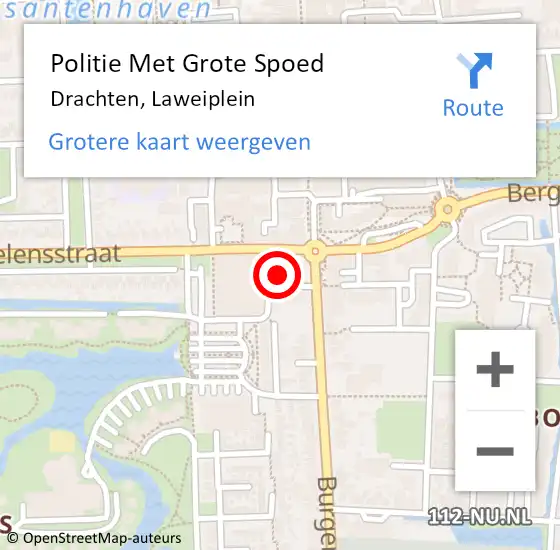 Locatie op kaart van de 112 melding: Politie Met Grote Spoed Naar Drachten, Laweiplein op 9 juli 2024 12:51