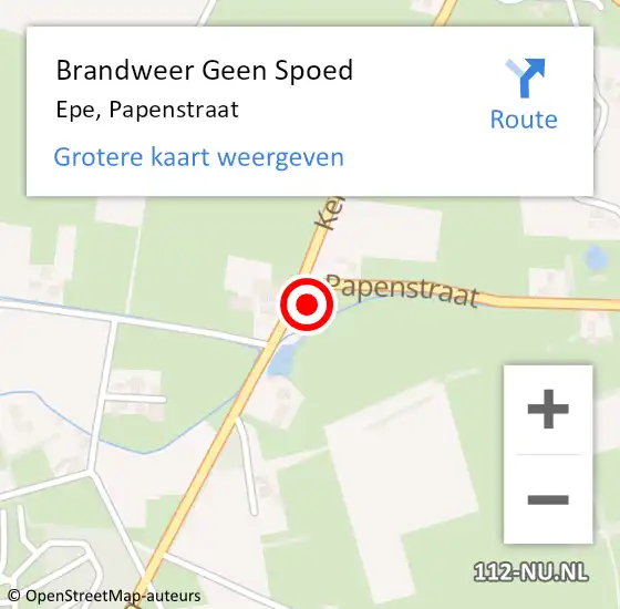 Locatie op kaart van de 112 melding: Brandweer Geen Spoed Naar Epe, Papenstraat op 9 juli 2024 13:03