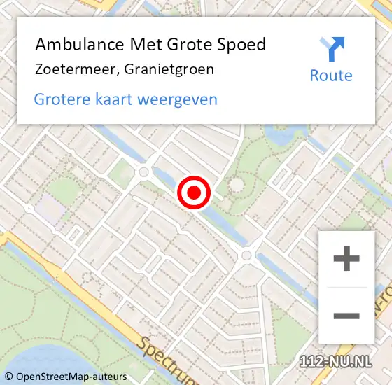 Locatie op kaart van de 112 melding: Ambulance Met Grote Spoed Naar Zoetermeer, Granietgroen op 9 juli 2024 13:05