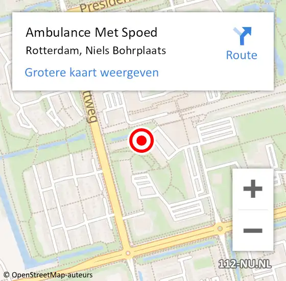 Locatie op kaart van de 112 melding: Ambulance Met Spoed Naar Rotterdam, Niels Bohrplaats op 9 juli 2024 13:09