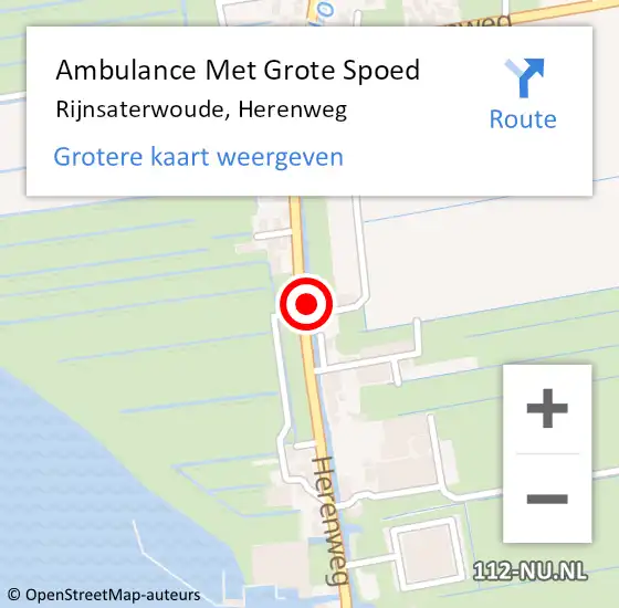 Locatie op kaart van de 112 melding: Ambulance Met Grote Spoed Naar Rijnsaterwoude, Herenweg op 9 juli 2024 13:17