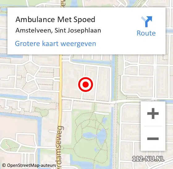 Locatie op kaart van de 112 melding: Ambulance Met Spoed Naar Amstelveen, Sint Josephlaan op 9 juli 2024 13:17