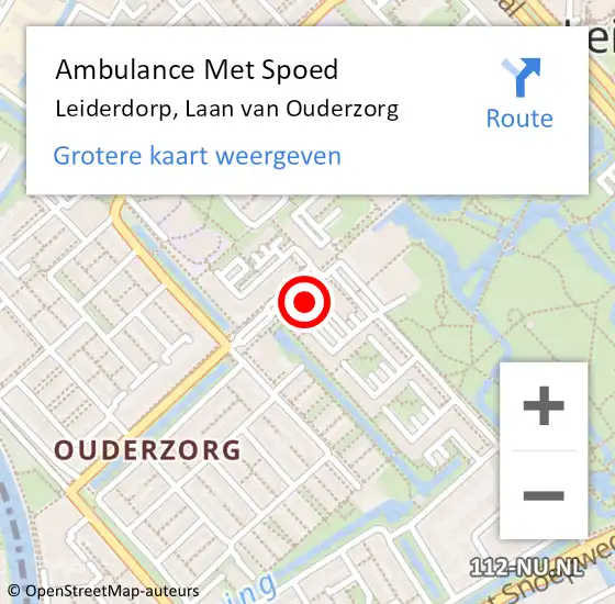 Locatie op kaart van de 112 melding: Ambulance Met Spoed Naar Leiderdorp, Laan van Ouderzorg op 9 juli 2024 13:17