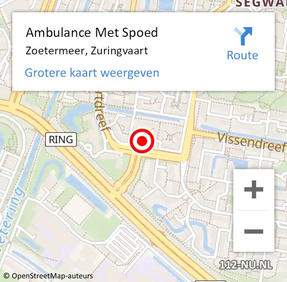 Locatie op kaart van de 112 melding: Ambulance Met Spoed Naar Zoetermeer, Zuringvaart op 9 juli 2024 13:26