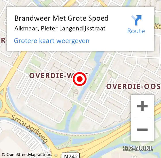 Locatie op kaart van de 112 melding: Brandweer Met Grote Spoed Naar Alkmaar, Pieter Langendijkstraat op 9 juli 2024 13:27