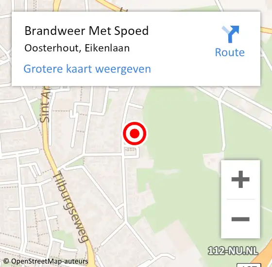 Locatie op kaart van de 112 melding: Brandweer Met Spoed Naar Oosterhout, Eikenlaan op 9 juli 2024 13:28