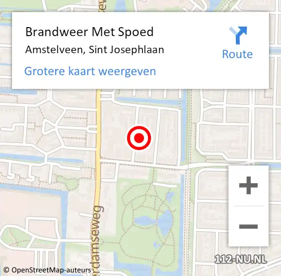 Locatie op kaart van de 112 melding: Brandweer Met Spoed Naar Amstelveen, Sint Josephlaan op 9 juli 2024 13:36