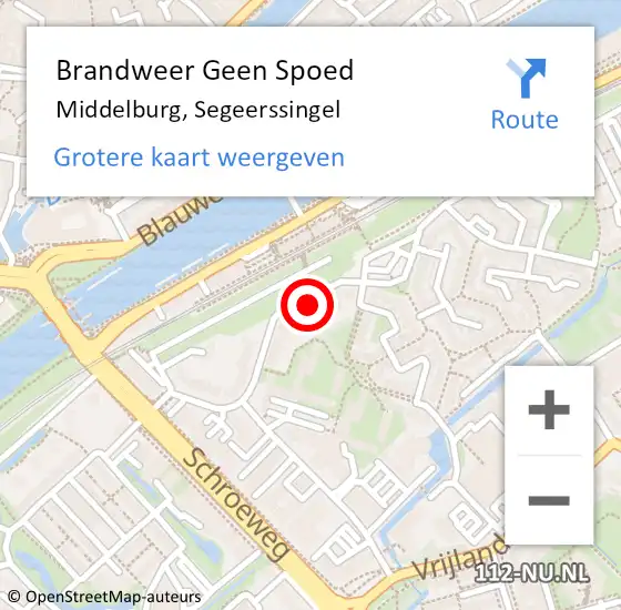 Locatie op kaart van de 112 melding: Brandweer Geen Spoed Naar Middelburg, Segeerssingel op 9 juli 2024 13:43