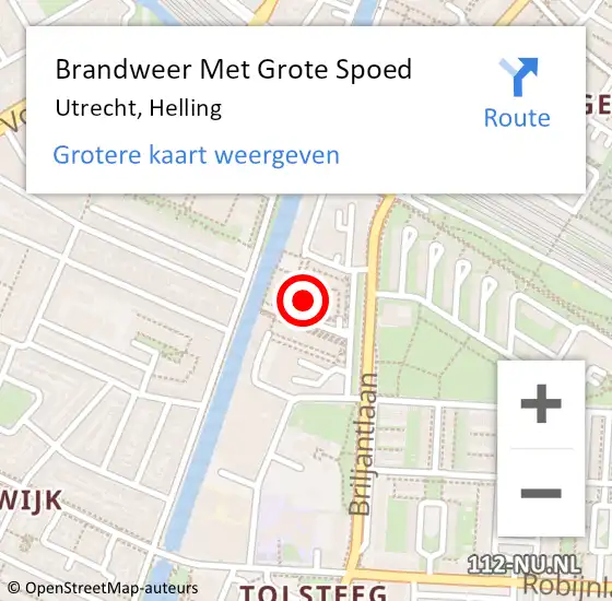 Locatie op kaart van de 112 melding: Brandweer Met Grote Spoed Naar Utrecht, Helling op 9 juli 2024 13:49