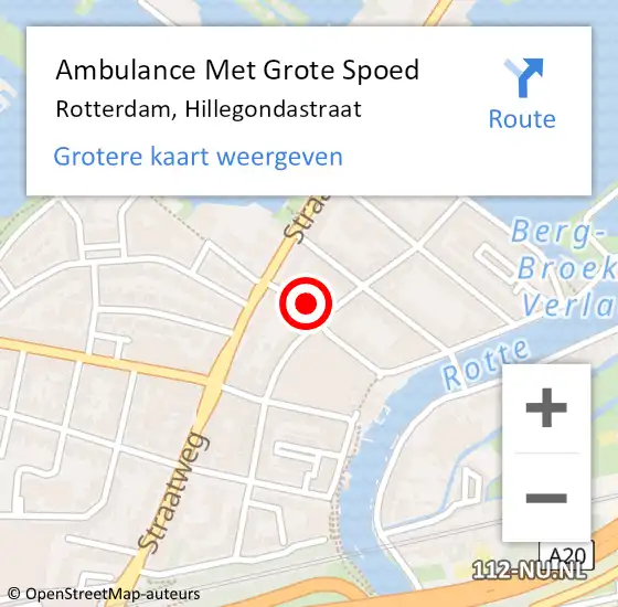 Locatie op kaart van de 112 melding: Ambulance Met Grote Spoed Naar Rotterdam, Hillegondastraat op 9 juli 2024 13:51